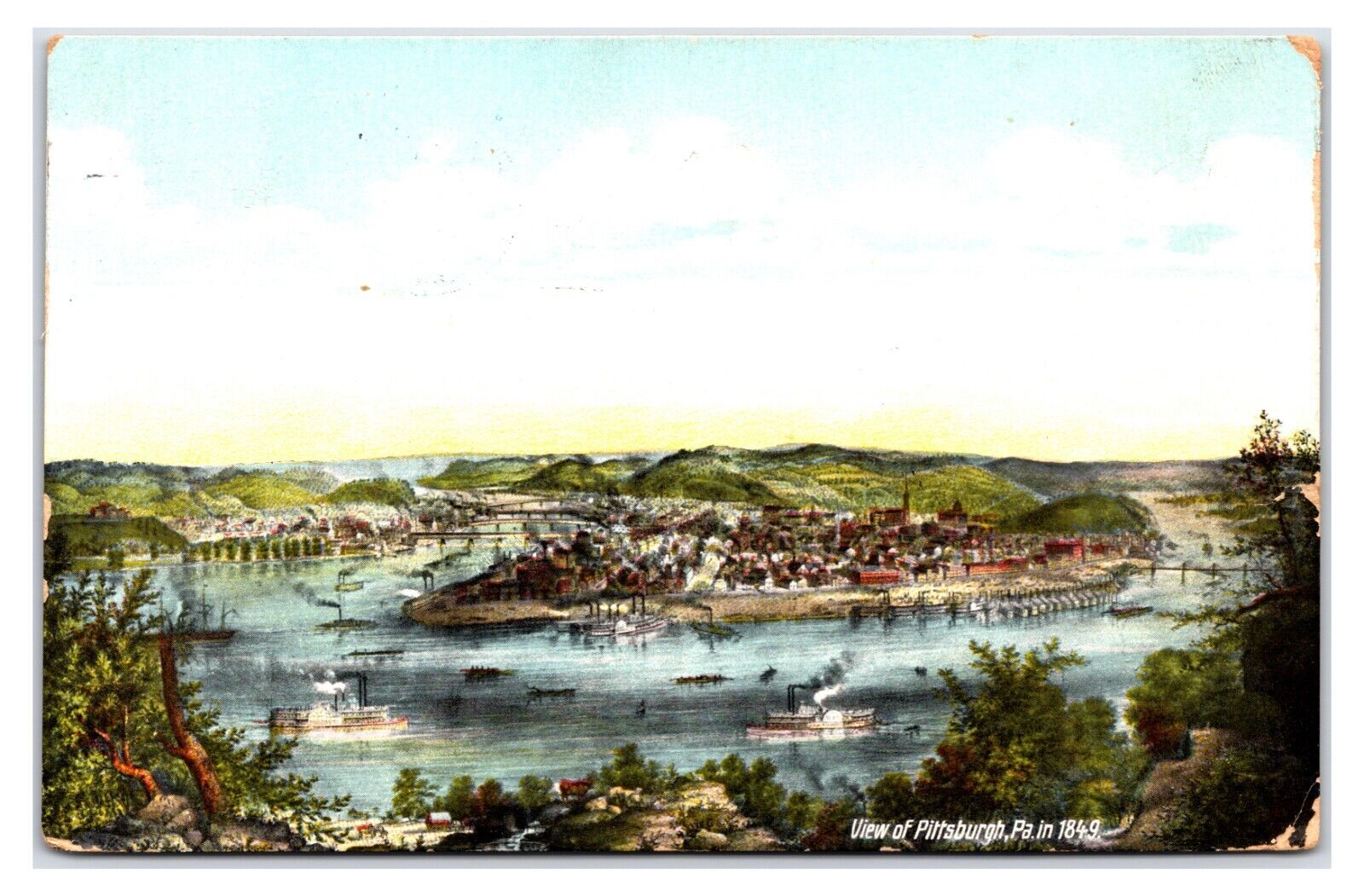 Early 1900s - View of Pittsburgh 1849 - Pennsylvania Postcard (Posted 1909)