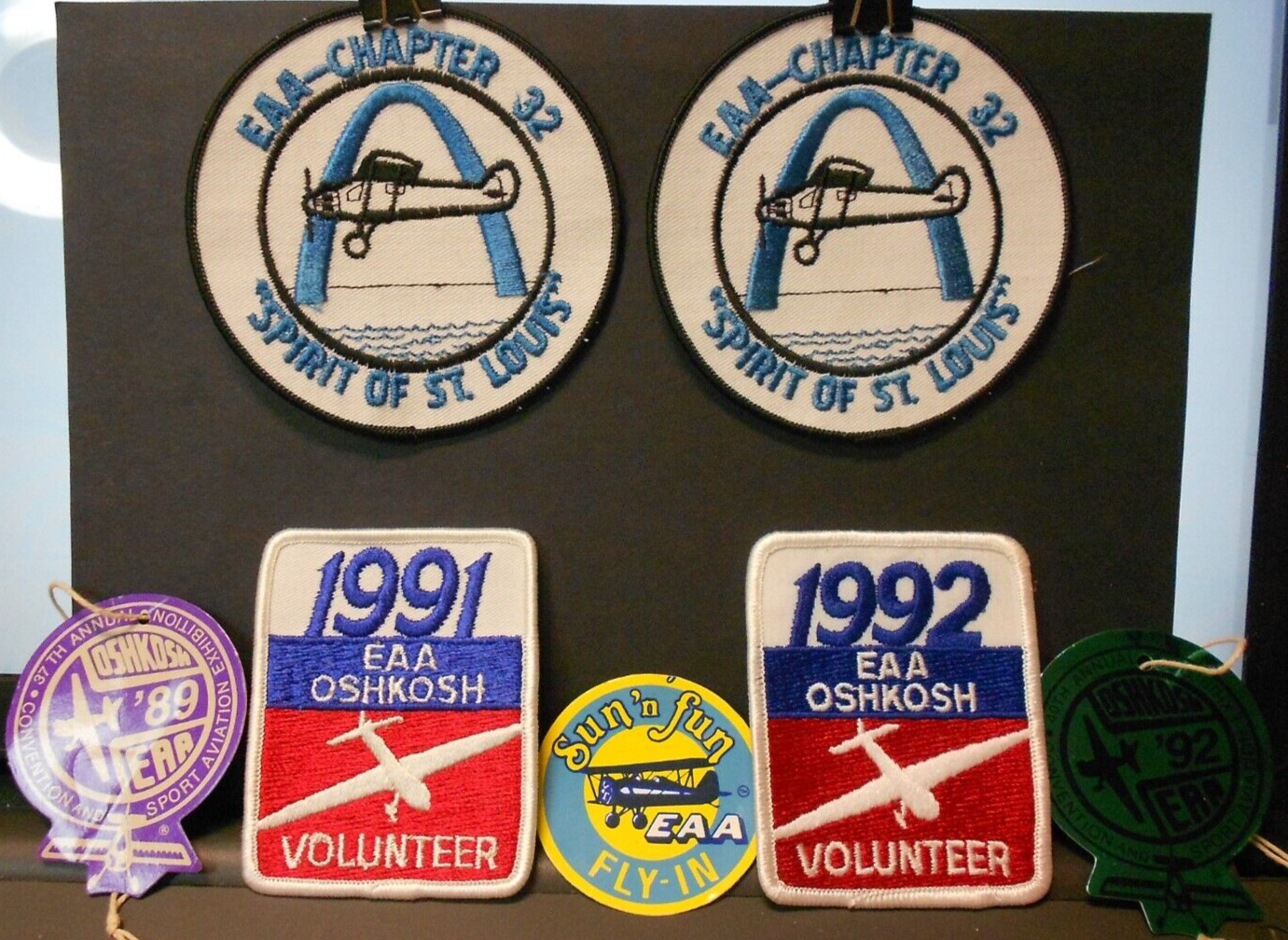 Lot of 7--EXPERIMENTAL AIRCRAFT ASSOC (EAA) Patches (4) & Decals (3) 1990\'s