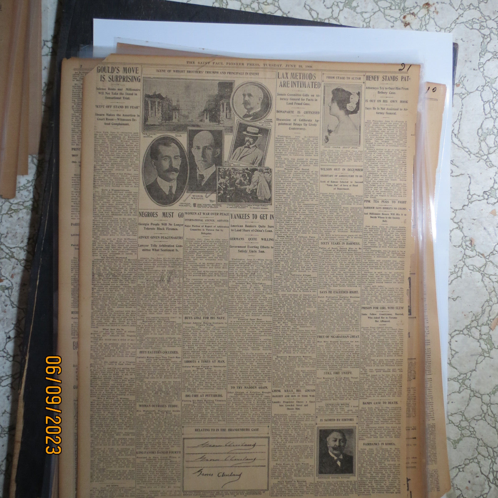 Aviation Wright Bros. Newspaper 1909 #21 SCENE OF BROTHERS TRIUMPH