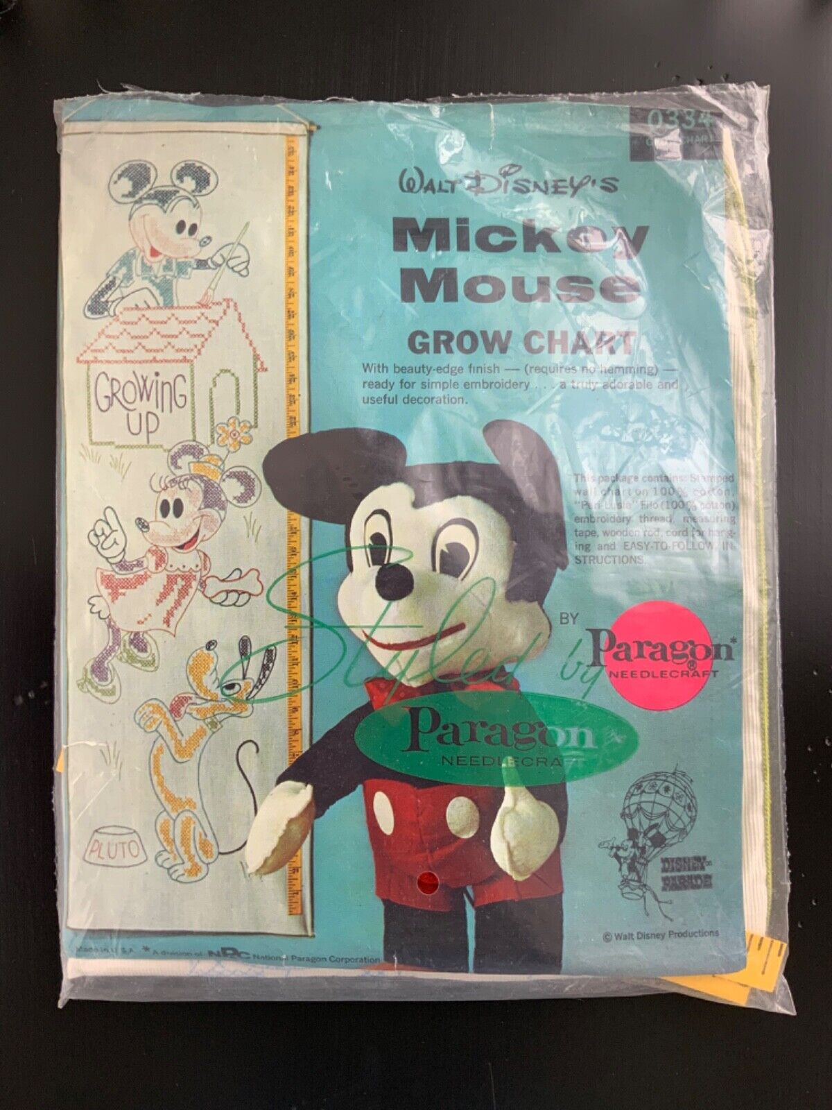 Vintage Walt Disney’s Mickey Mouse Grow Chart Embroidery Kit Paragon Minnie
