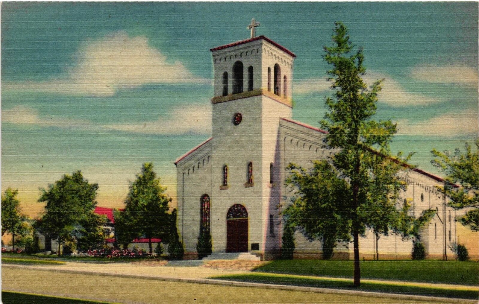 Vintage Postcard- ST. CHARLES CHURCH AND RECTORY, ALBURQUERQUE, N.M.