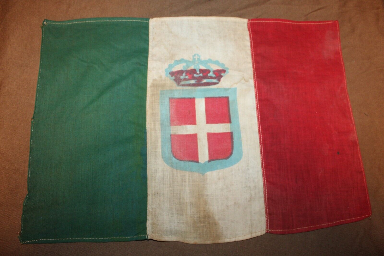 Original Pre WW2 Royal Italy (Italian) Cotton Flag w/Crown, 16\
