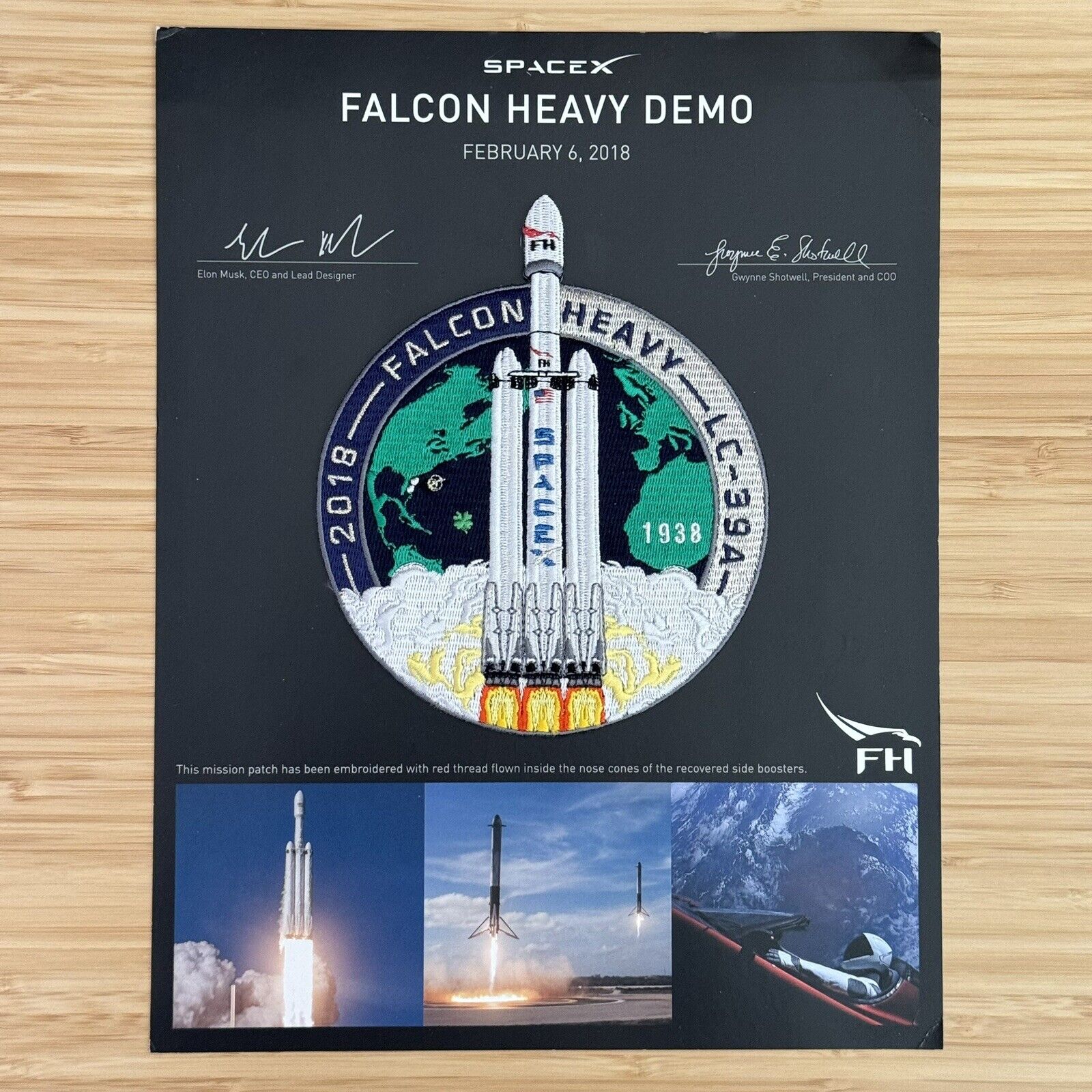 SpaceX Falcon Heavy Demo Authentic Flown Mission Fabric Stitched Numbered Patch