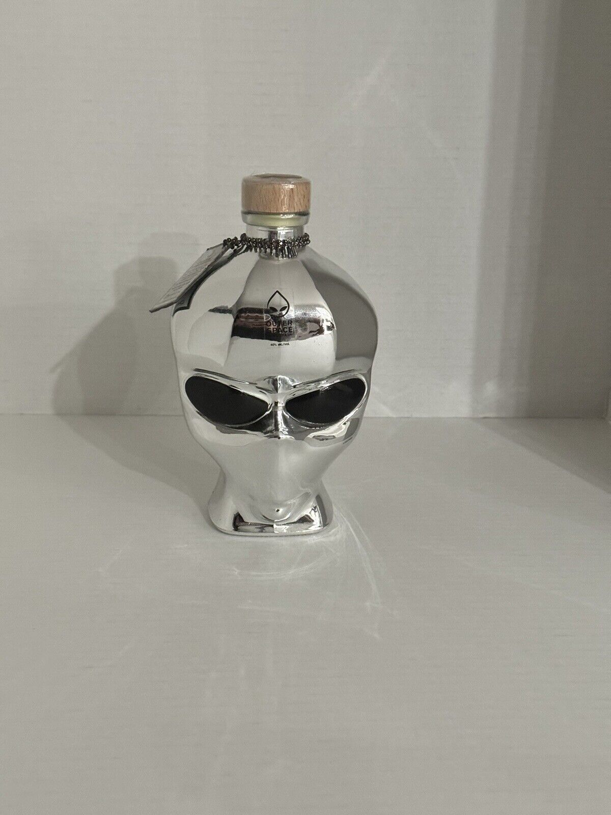 Outer Space Vodka Chrome Colored Glass Alien Head “EMPTY” Bottle