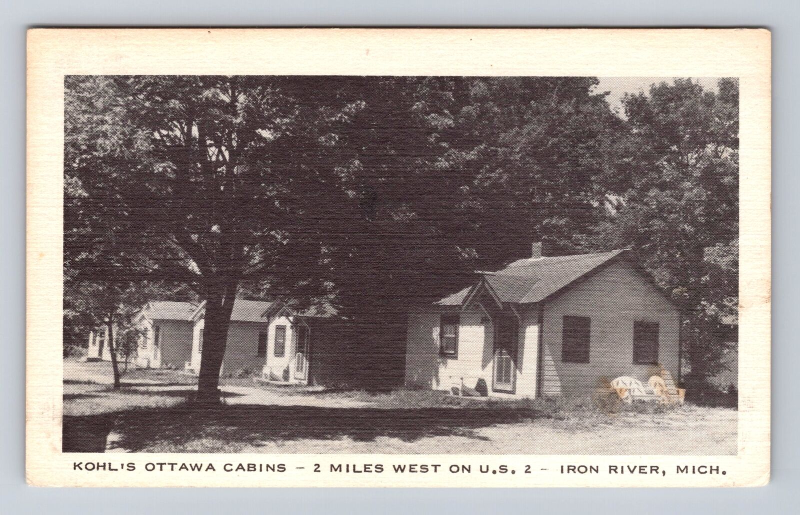 Iron River MI-Michigan, Kohl's Ottawa Cabins Advertising, Vintage Postcard