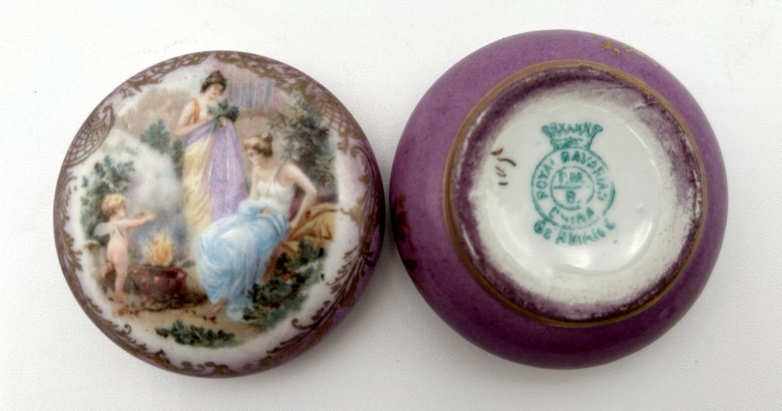 Vintage Royal Bavarian China P.M./B. Porcelain Trinket Box Made In Germany