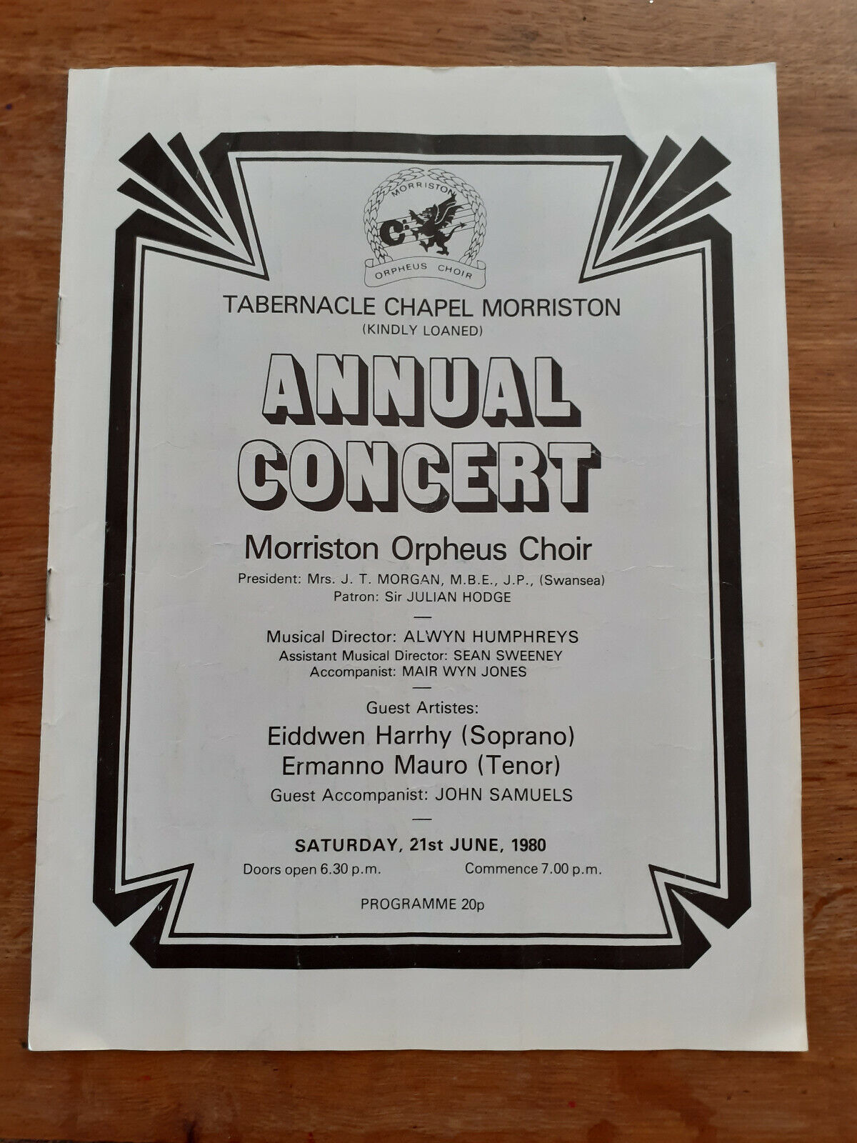 1980 Tabernacle Chapel Morriston Annual Concert Eiddwen Harrhy Ermanno Mauro