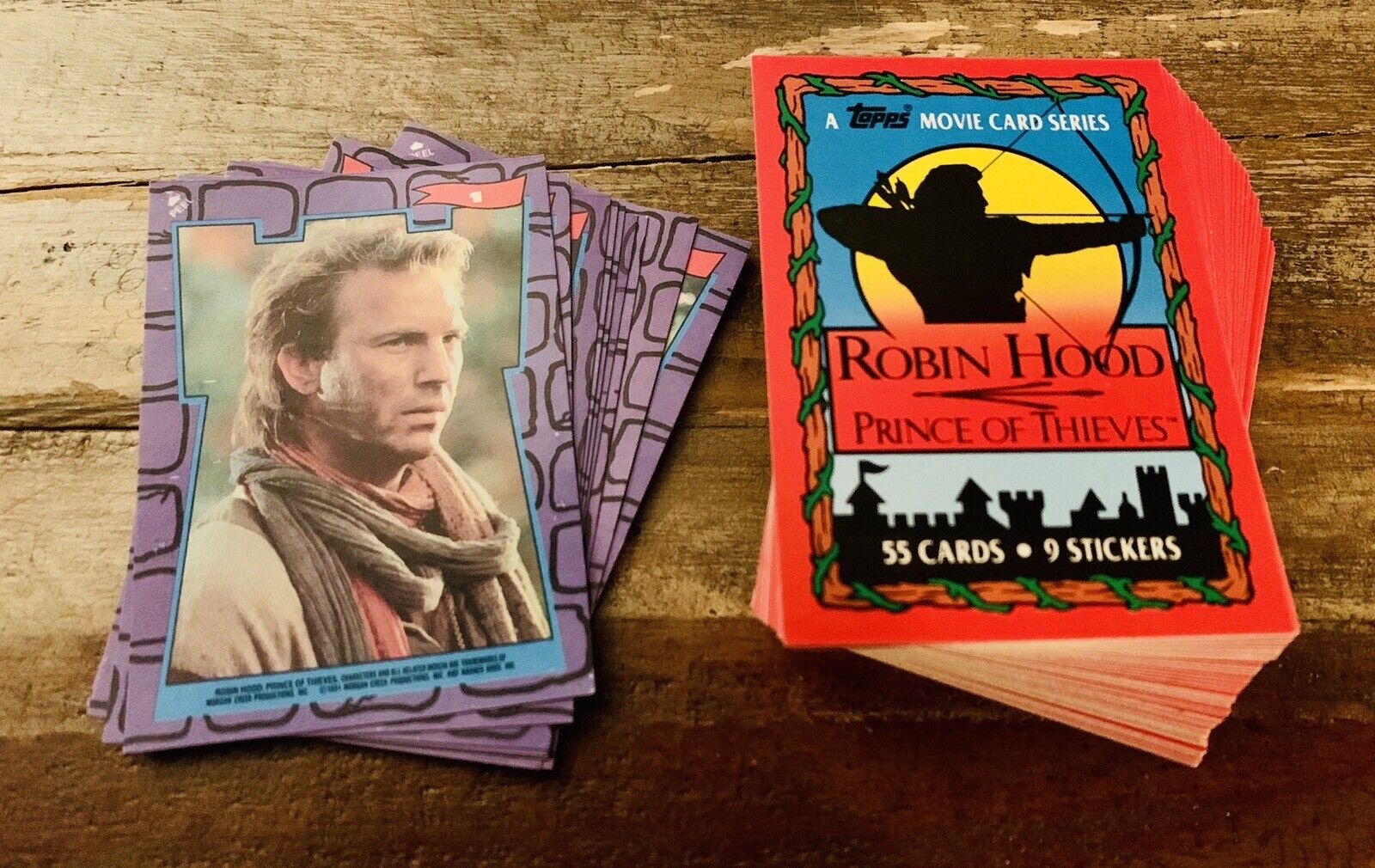 1991 TOPPS ROBIN HOOD PRINCE OF THIEVES COMPLETE SET WITH 55+9 STICKERS NM/MNT+