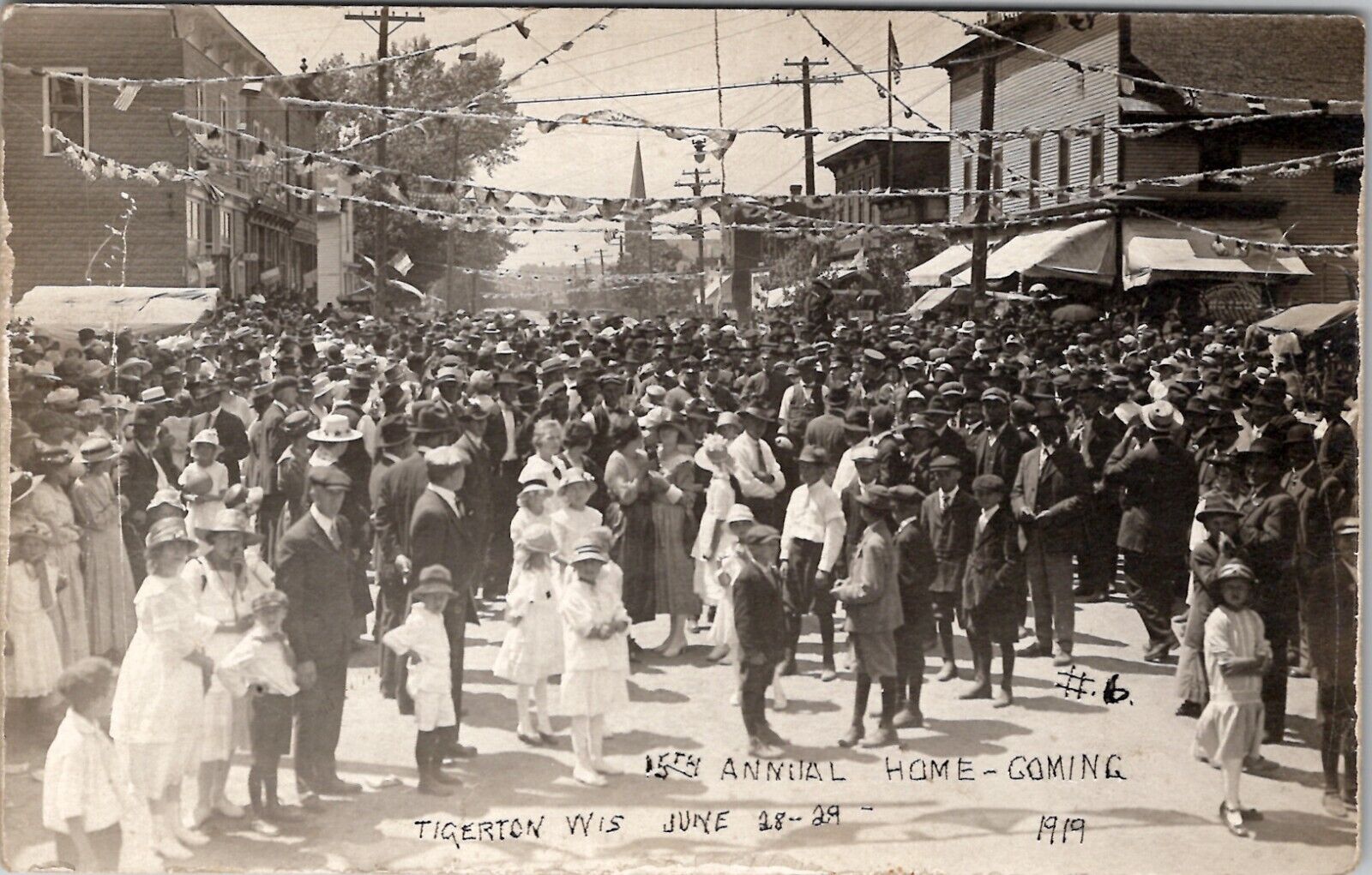 Tigerton Wisconsin RPPC 15th Annual Homecoming 1919 Celebration RP Postcard W16