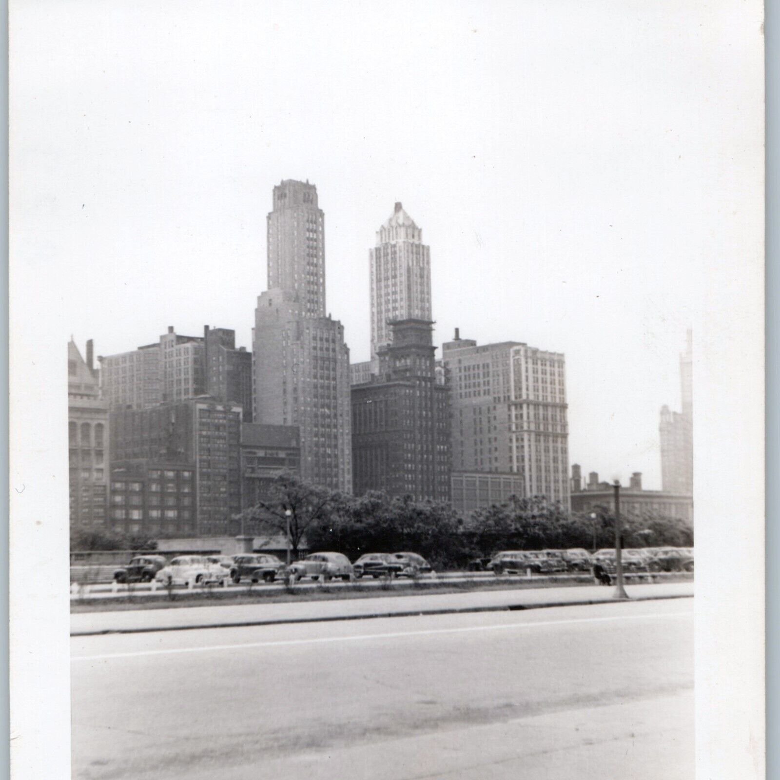 c1940s Chicago Downtown Building Real Photo Snapshot Skyscraper Michigan Ave C54