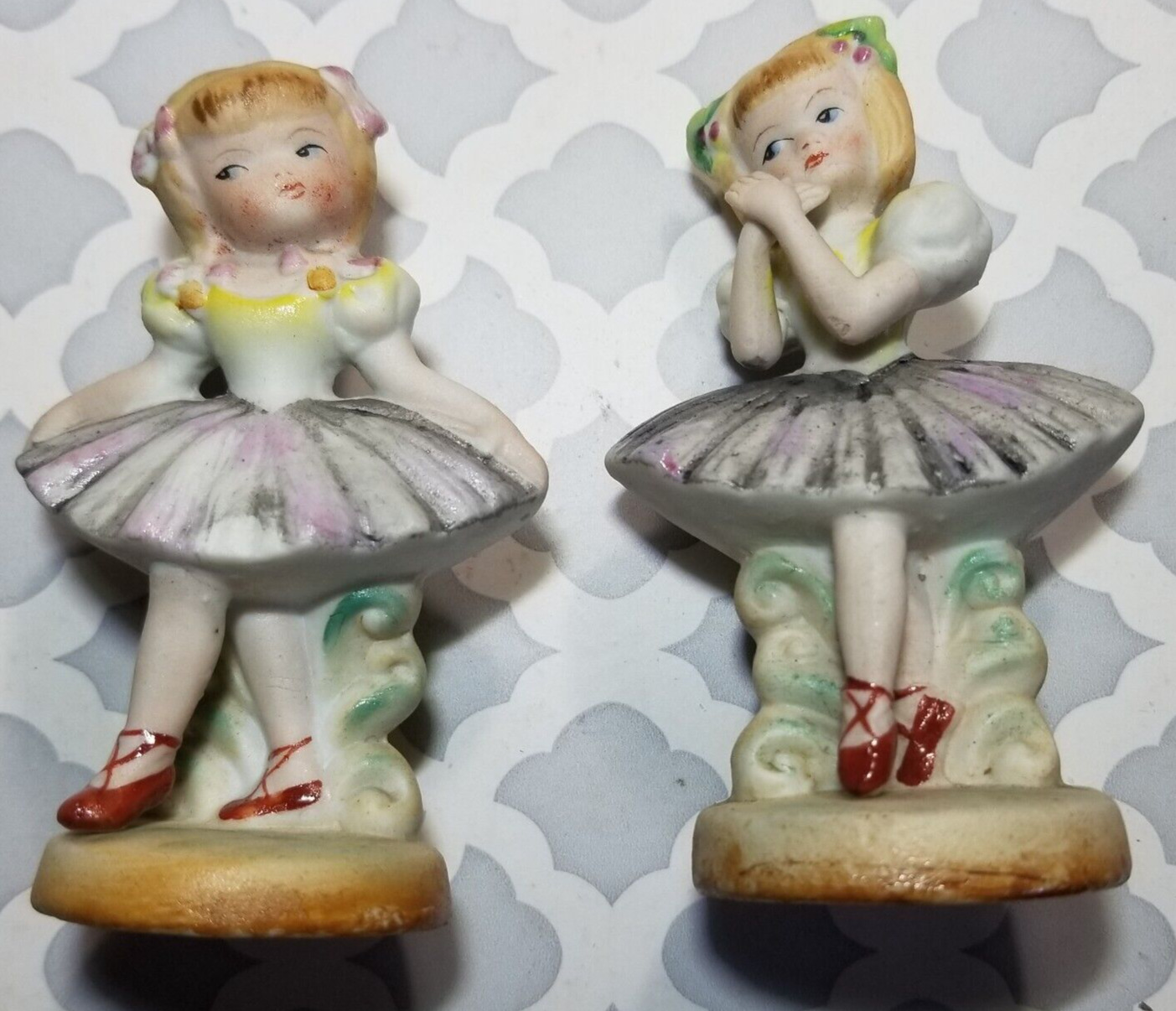 Vintage Ballerina Figurines Signed ST Japan Ballerina Pair Display Collector