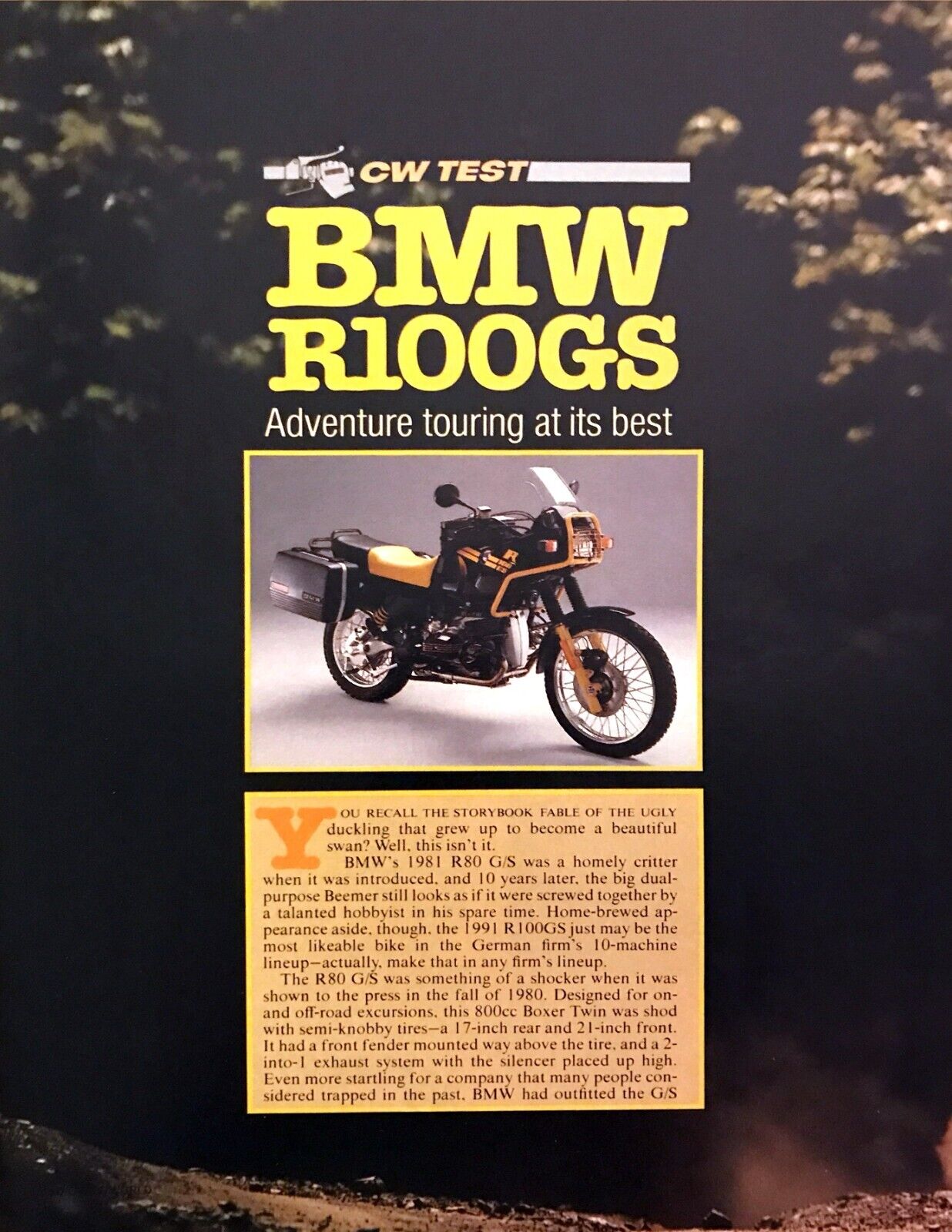 1991 BMW R100GS Motorcycle Road Test Technical Data Photos Review Article