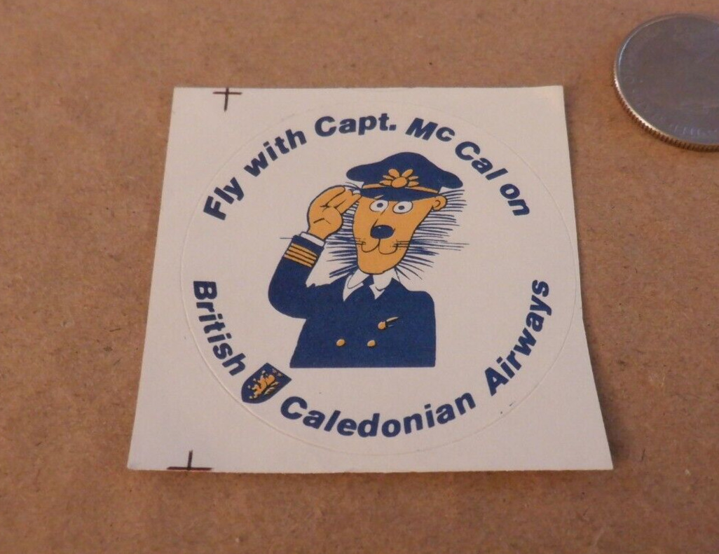 1970/80s BRITISH CALEDONIAN AIRWAYS CAPT. McCAL STICKER AIRPLANE COMPANY AIRLINE