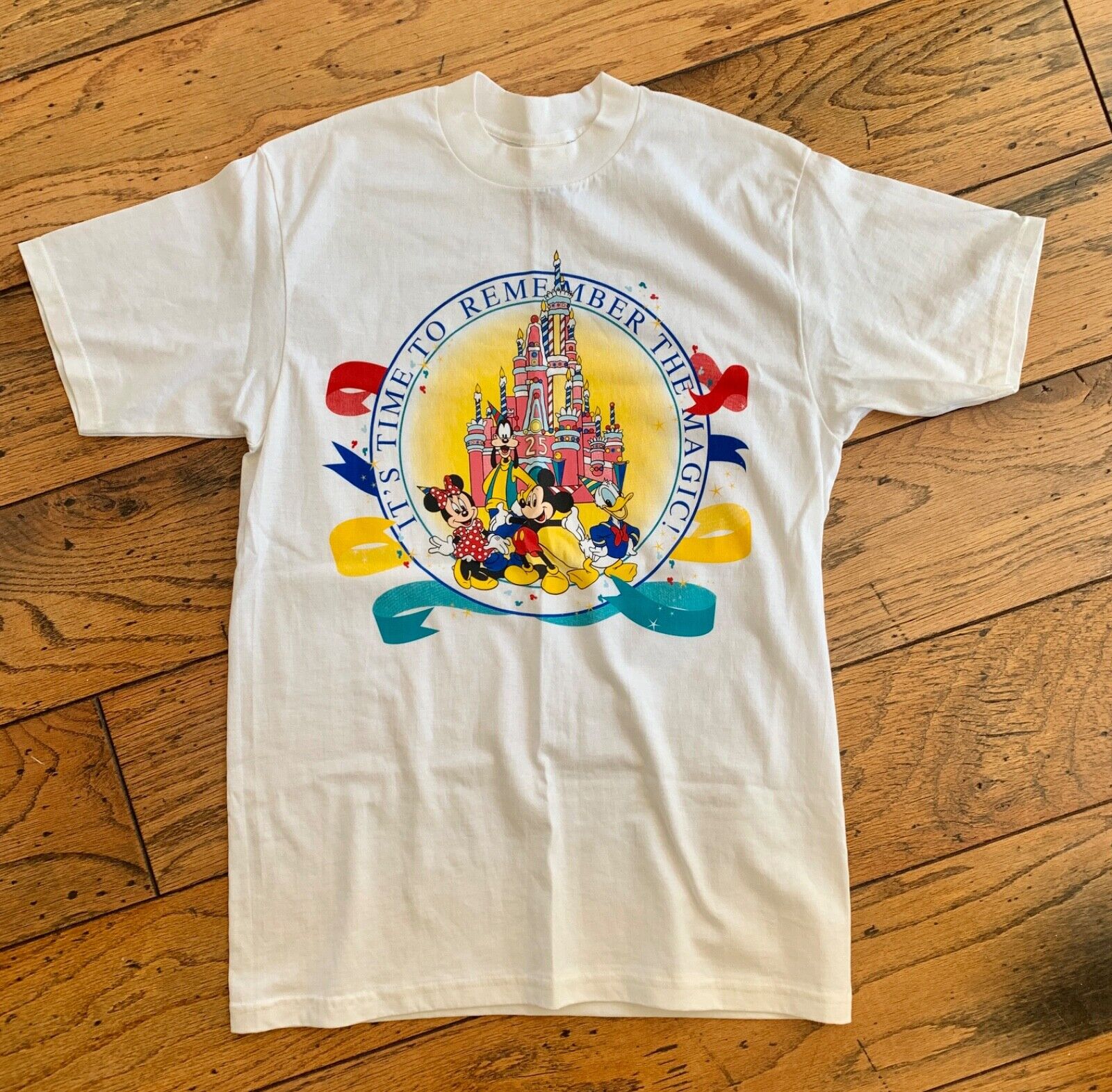 Disney World 25th Anniversary Birthday Cake Castle T Shirt Oct 1996 LARGE 2-Side
