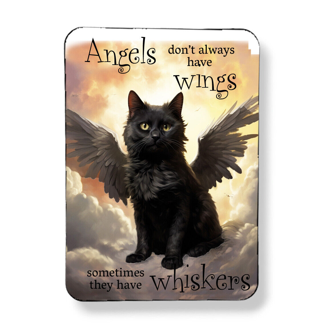 Black Cat Angel Wings Magnet Loss of Cat Grief Memorial Gift 3\