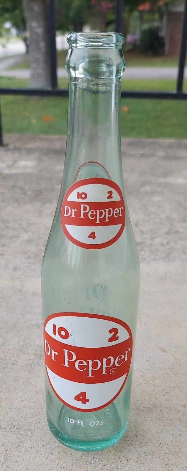 Vintage Dr. Pepper 10-2-4 Green Glass Bottle 10 Fl Oz 1960s - Early 1970s