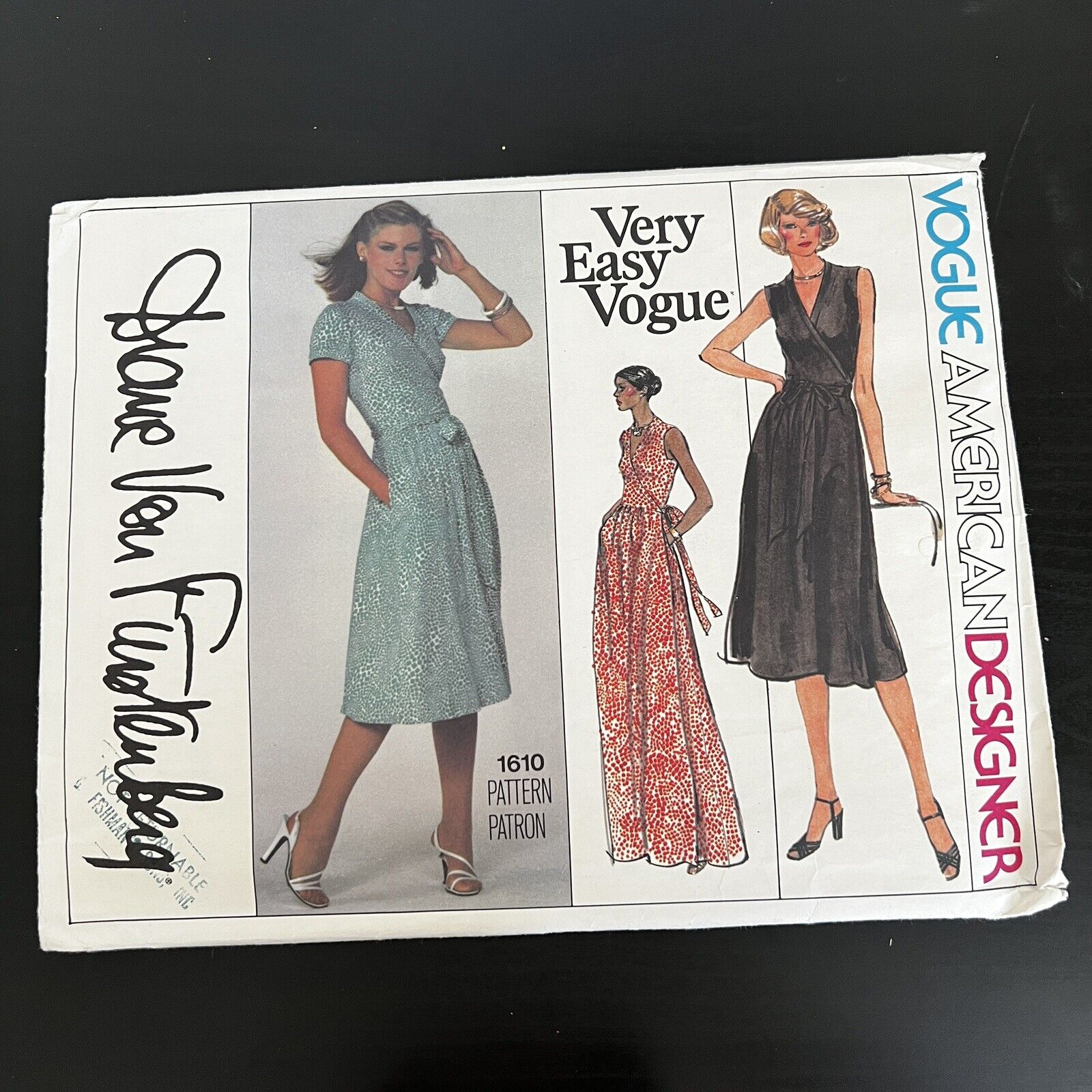 Vintage 1970s Vogue 1610 Diane Von Furstenberg Wrap Dress Sewing Pattern 14 CUT