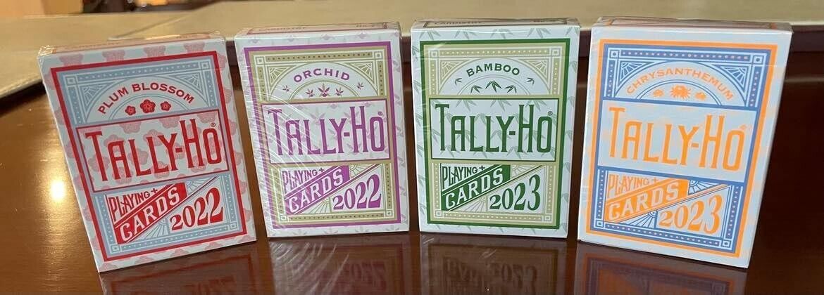 4 DECKS Tally Ho Plum Blossom, Orchid,  Bamboo, Chrysanthemum playing cards
