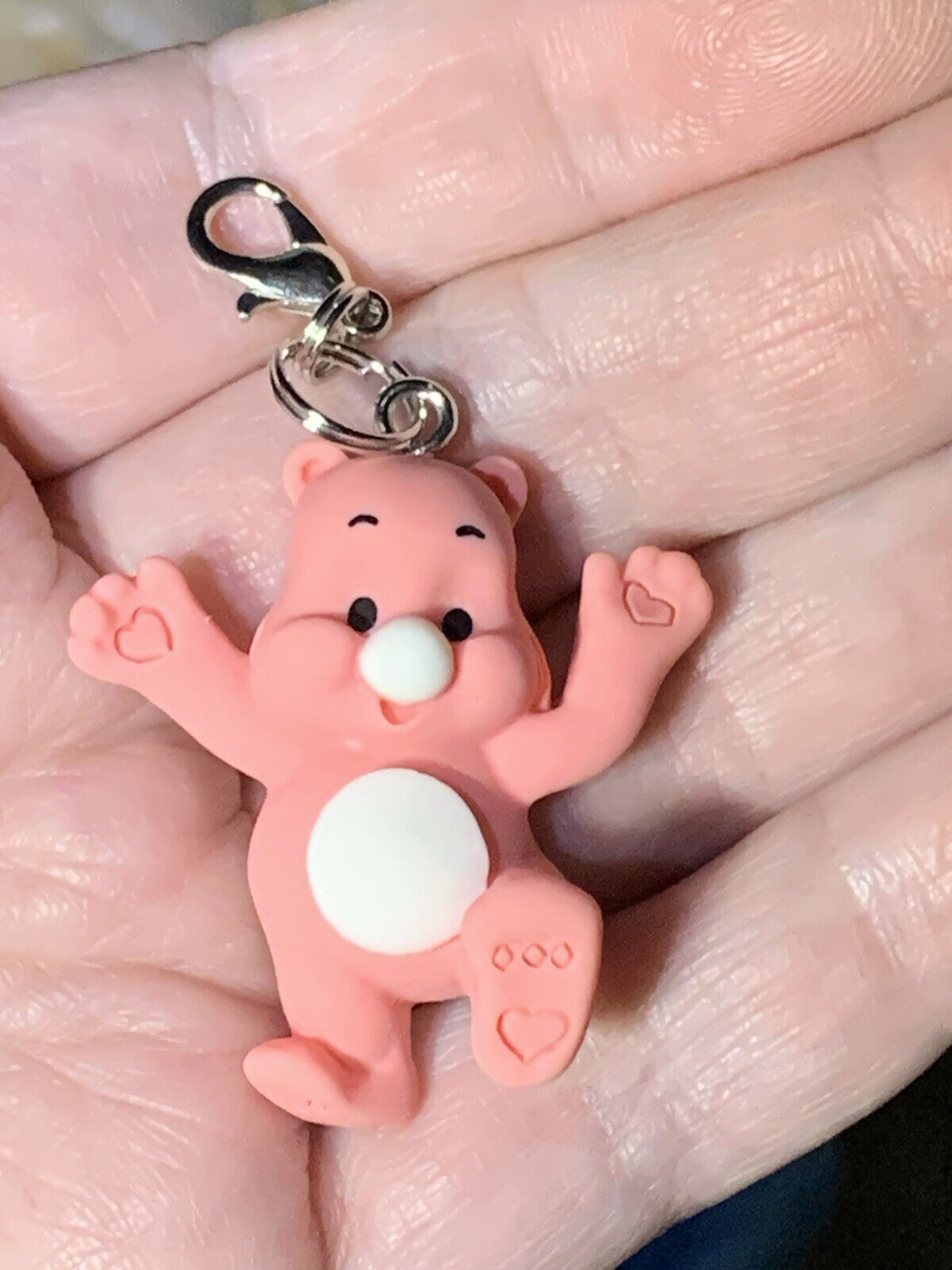 Red Care Bear Charm Zipper Pull & Keychain Add On Clip