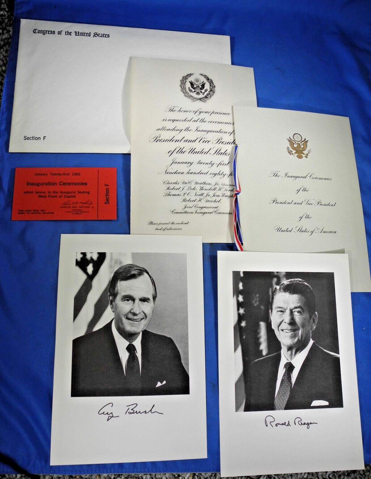 1985 President Ronald Reagan Inauguration Congressional Invitation Package Bush