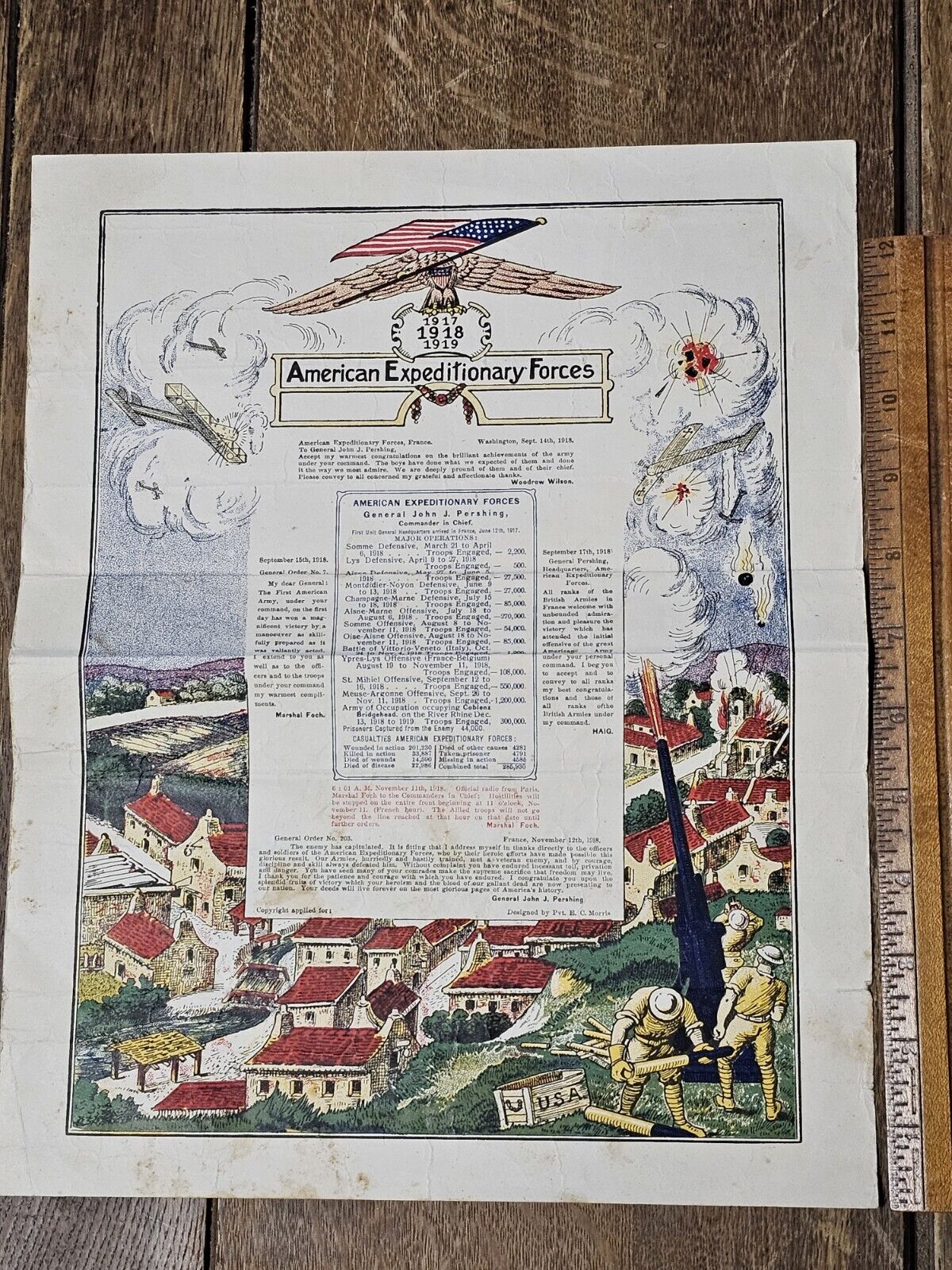 Original WWI American Expeditionary Forces Pershing Poster E. C. Morris 10x14