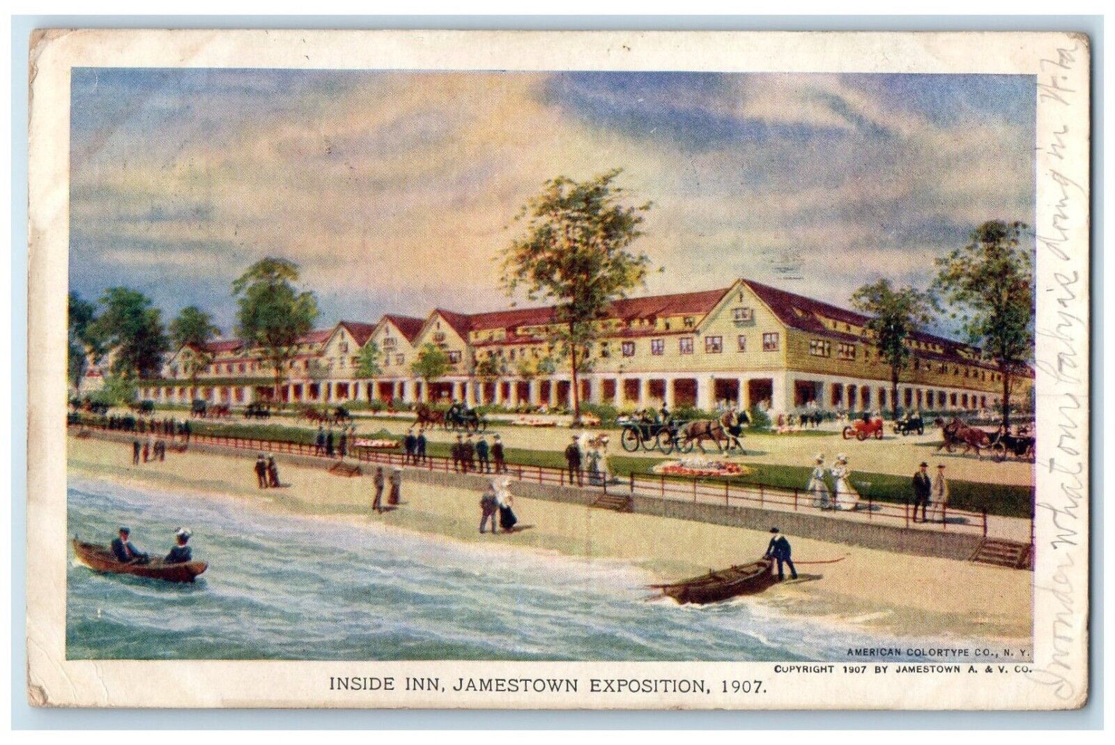 1907 Inside Inn Horse Wagon Jamestown Exposition Norfolk Virginia VA Postcard