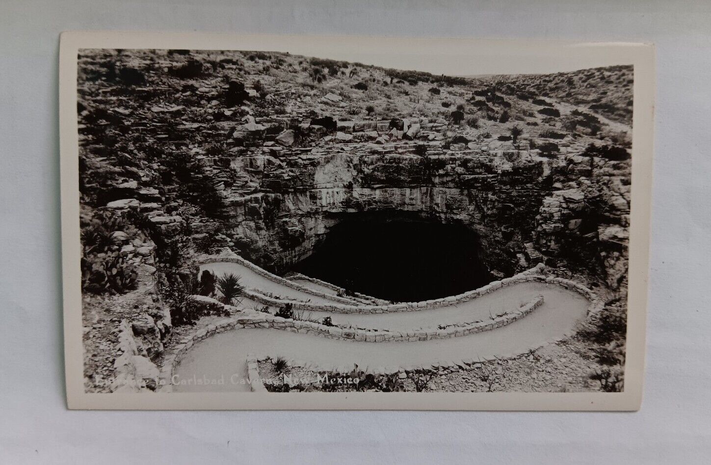 Postcard NM RPPC Carlsbad New Mexico Entrance to Caverns Rocks Formations F2