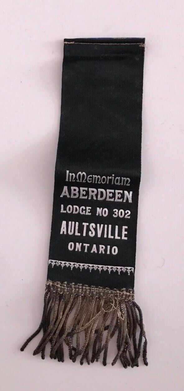 Aberdeen Lodge 302 IOOF Memoriam Medal Ribbon with Blue Ribbon Attached to back