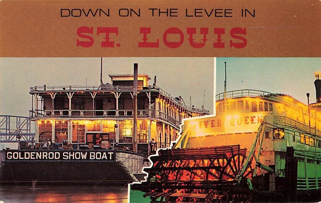 Postcard Goldenrod Showboat River Queen St. Louis Missouri MO