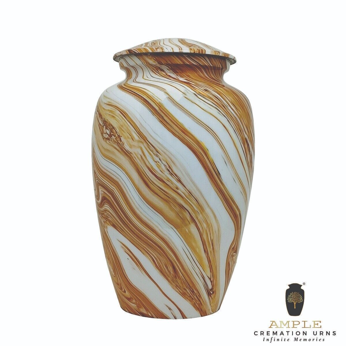 Large Adult Marble Cremation Urns for Human Ashes Brown Urn with Velvet Bag