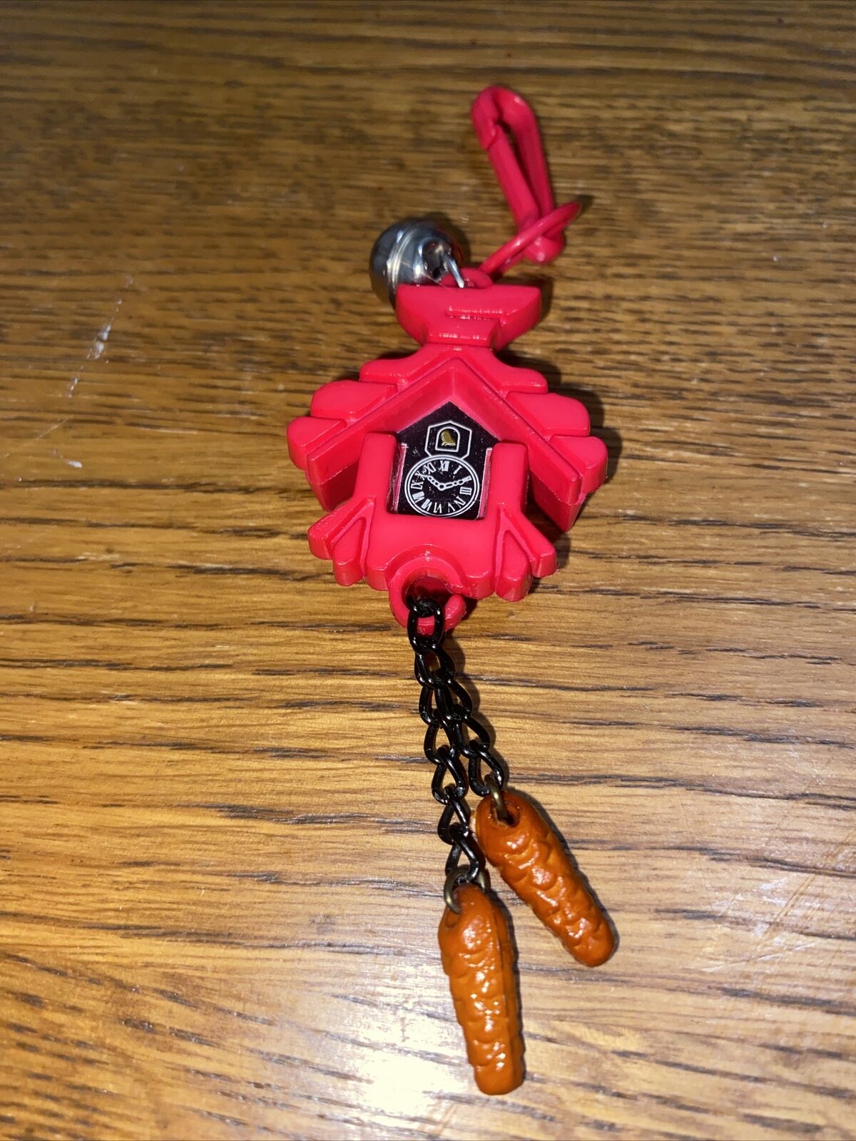 Vintage 1980s Plastic Bell Charm Cuckoo Clock 80s Charm Necklace