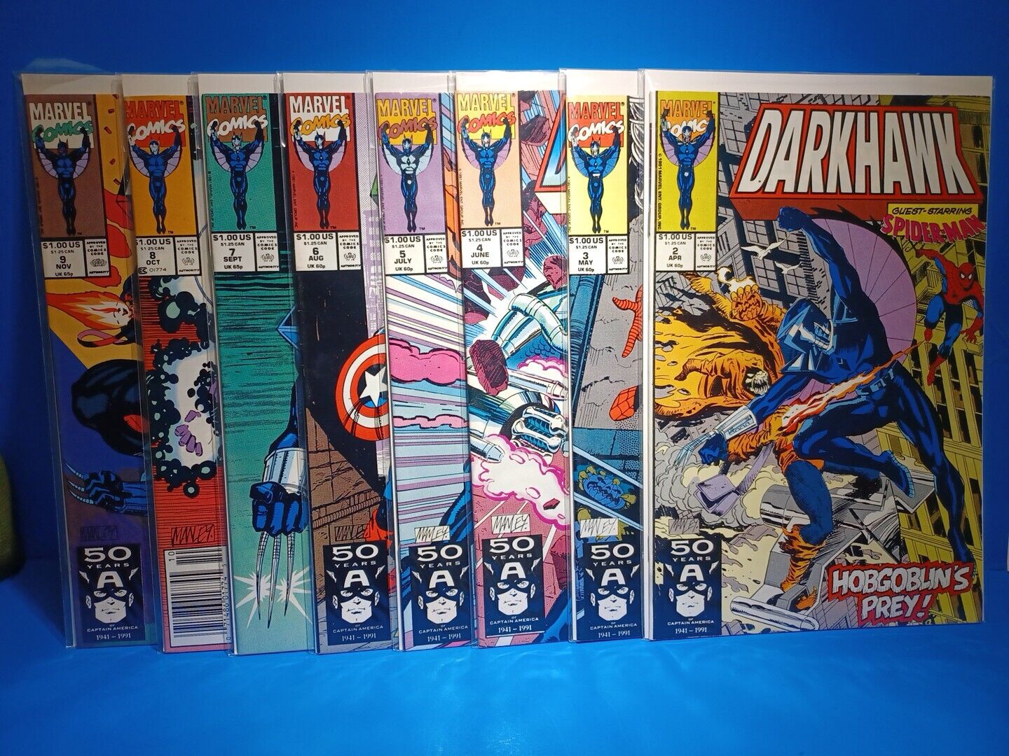 Darkhawk  8 Comic Lot Marvel 1992 #2, 3, 4, 5, 6, 7, 8, 9 . 8 Comic Lot (M17 )