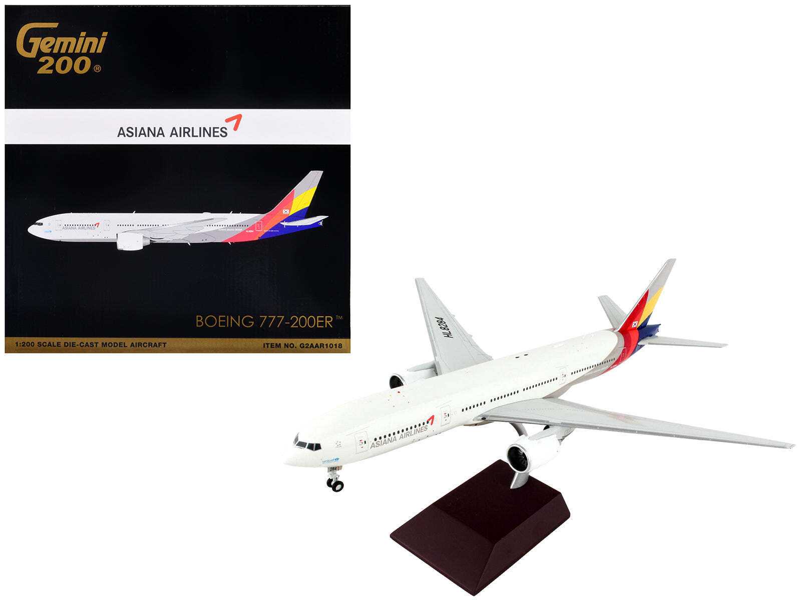 Boeing 777-200ER Commercial Asiana Airlines Striped 1/200 Diecast Model Airplane