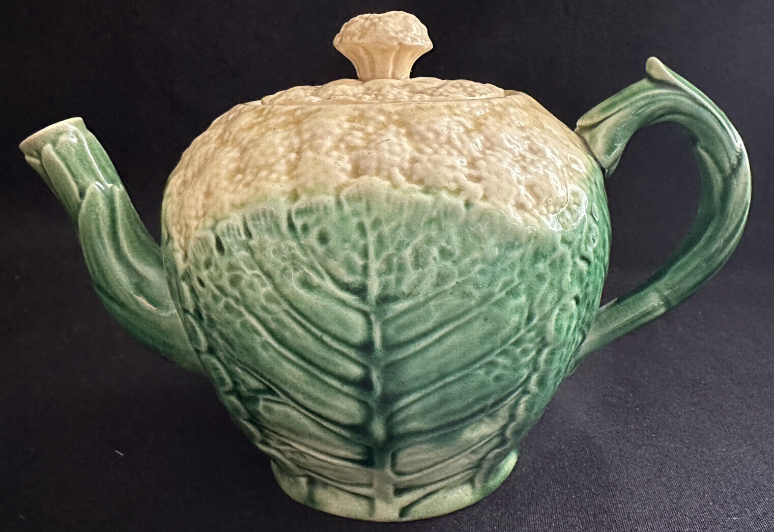 ANTIQUE MAJOLICA 1880\'S ETRUSCAN CAULIFLOWER TEAPOT BY GRIFFEN SMITH & HILL
