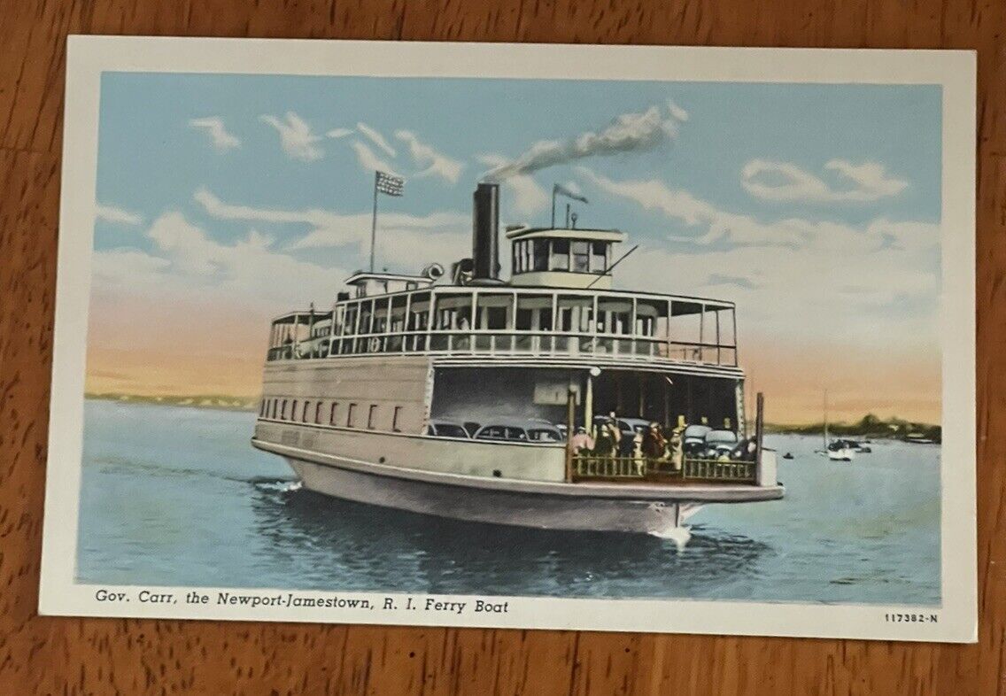 Postcard Gov. Carr, the Newport-Jamestown, RI Ferry Boat