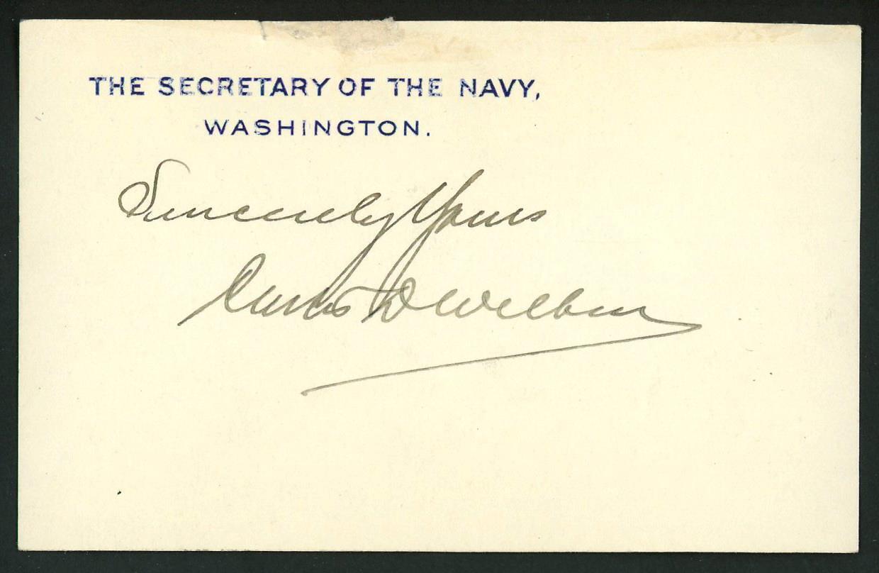 CURTIS D. WILBUR (1867-1954) signed card | US Secretary of the Navy autograph