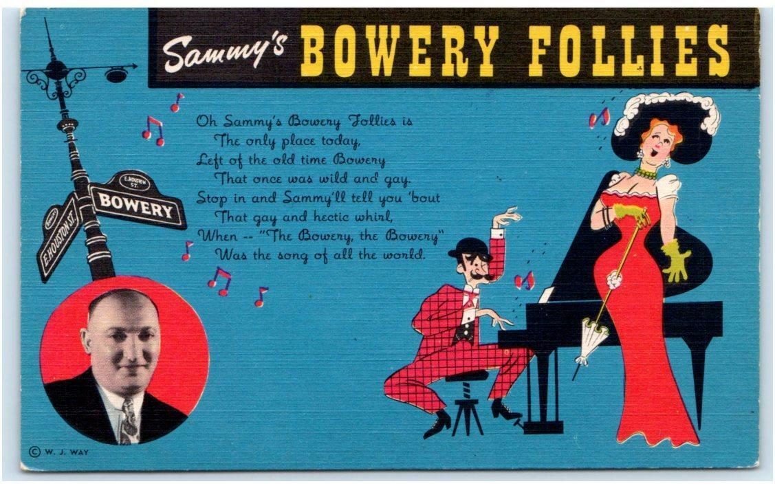 RPPC NEW YORK, NY  ~ Roadside SAMMY'S BOWERY FOLLIES Cabaret c1940s Postcard