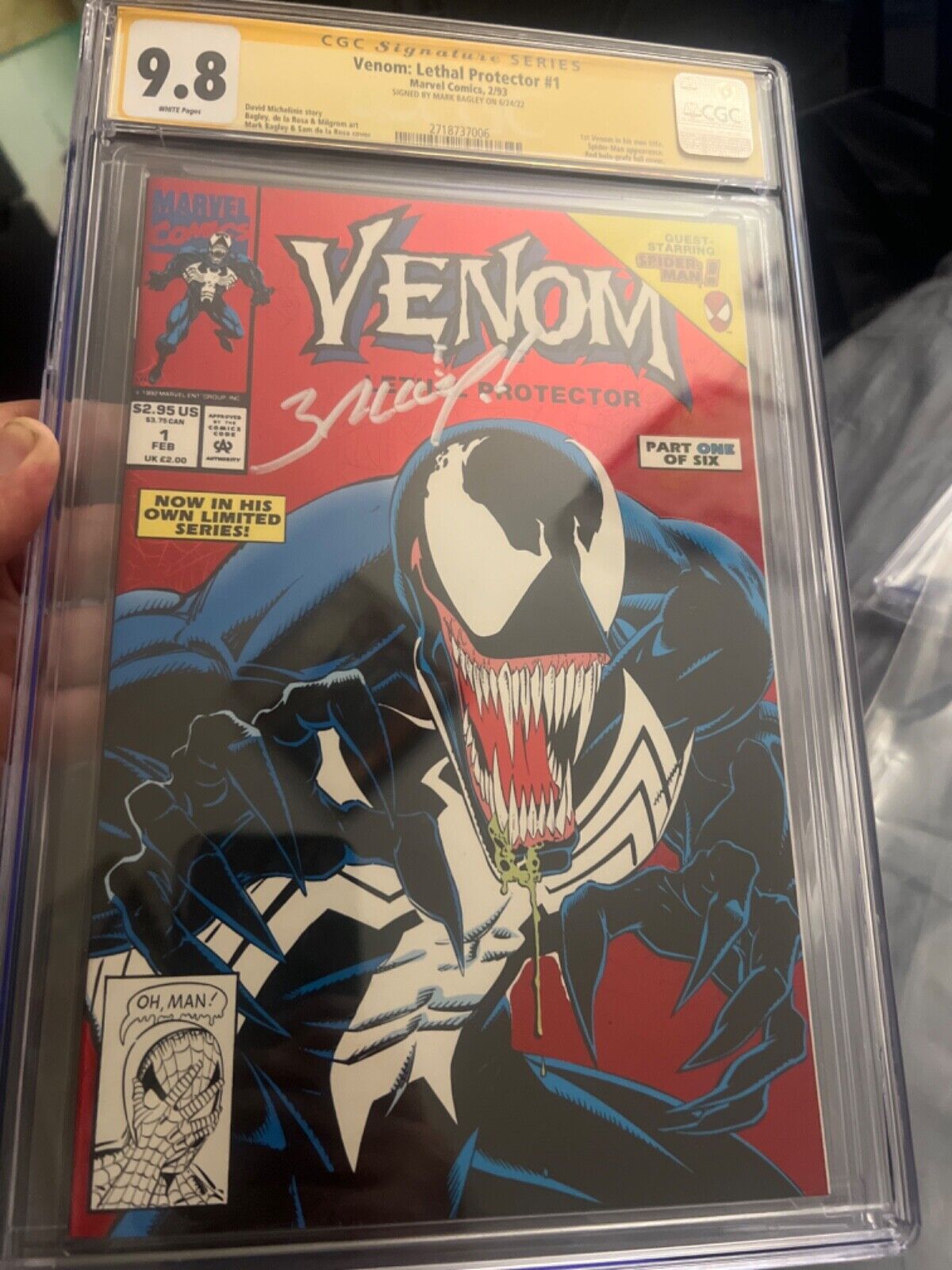 Venom Lethal Protector #1 CGC Signature Series 9.8 Signed Mark Bagley