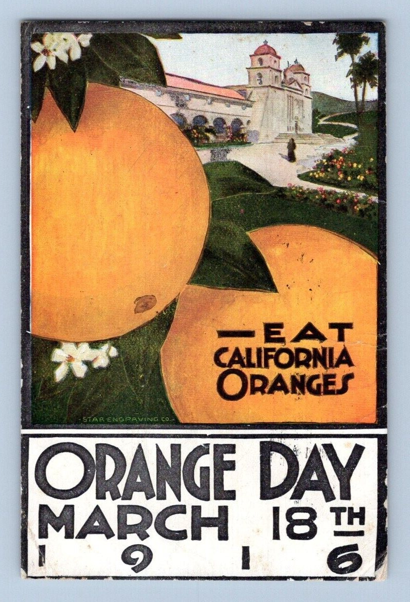 1916. ORANGE DAY, LOS ANGELES, CA. MARCH 18TH. POSTCARD. SM20