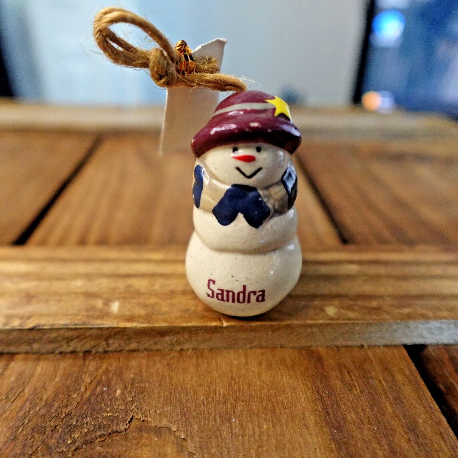 Sandra Ceramic Snowman Christmas Ornament Personalized Name Gift