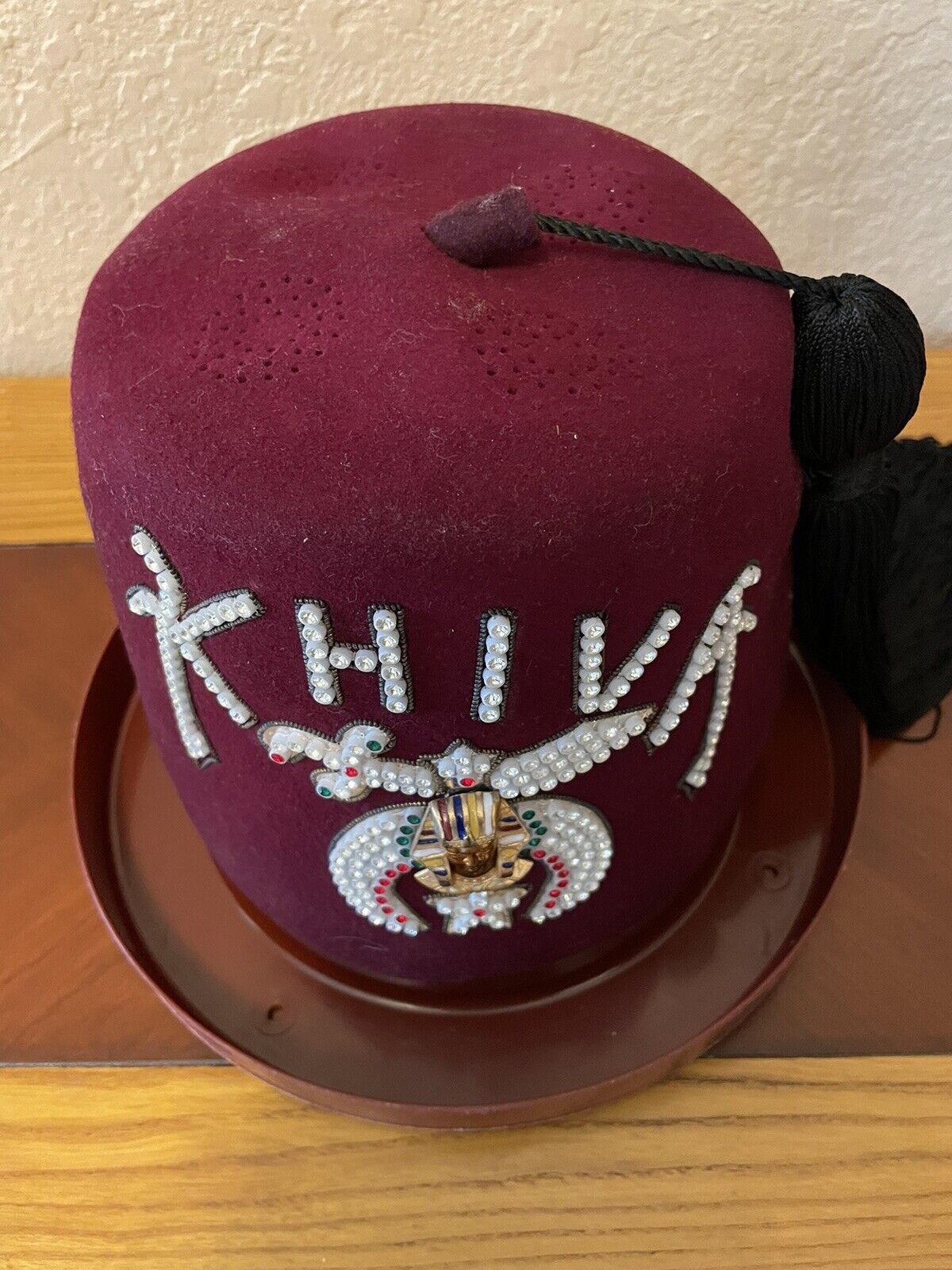Vintage Masonic Shriner Lot Jeweled KHIVA Fez Hat Scottish Rite Cap Ceremonial
