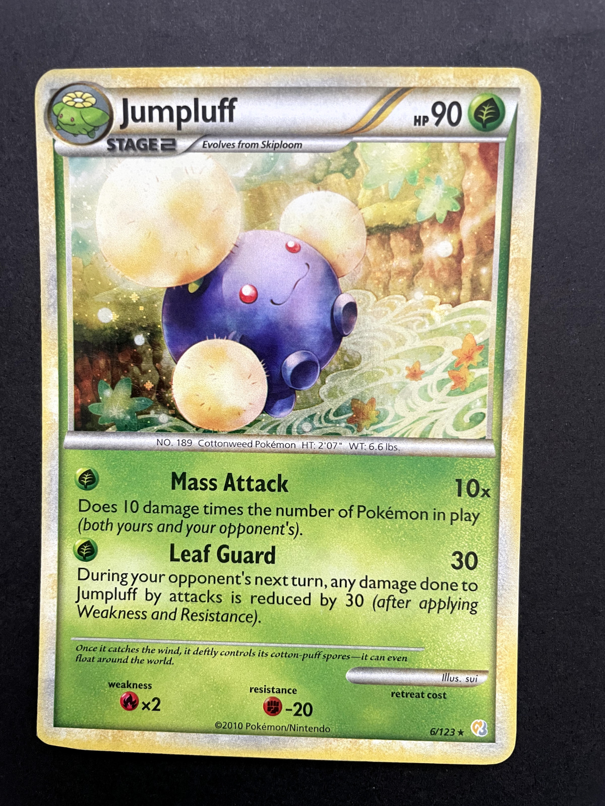 Pokemon Card - Jumpluff Heartgold Soulsilver 6/123 Holo Rare - LP