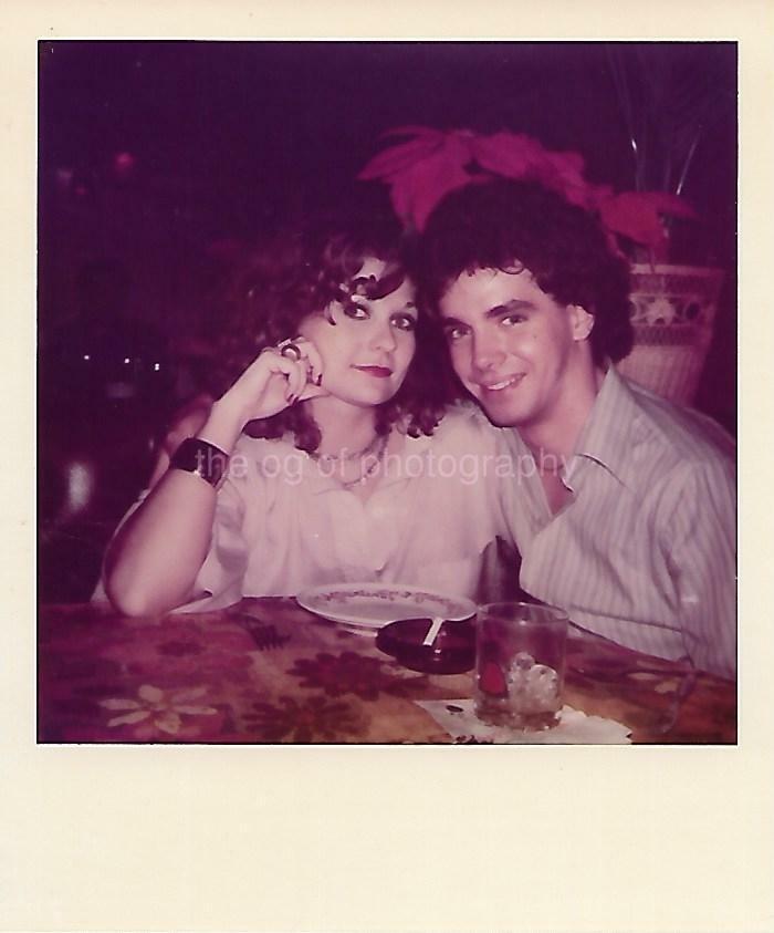 Disco Era Couple FOUND PHOTO Color 1970\'s WOMAN MAN Original VINTAGE 12 15 C