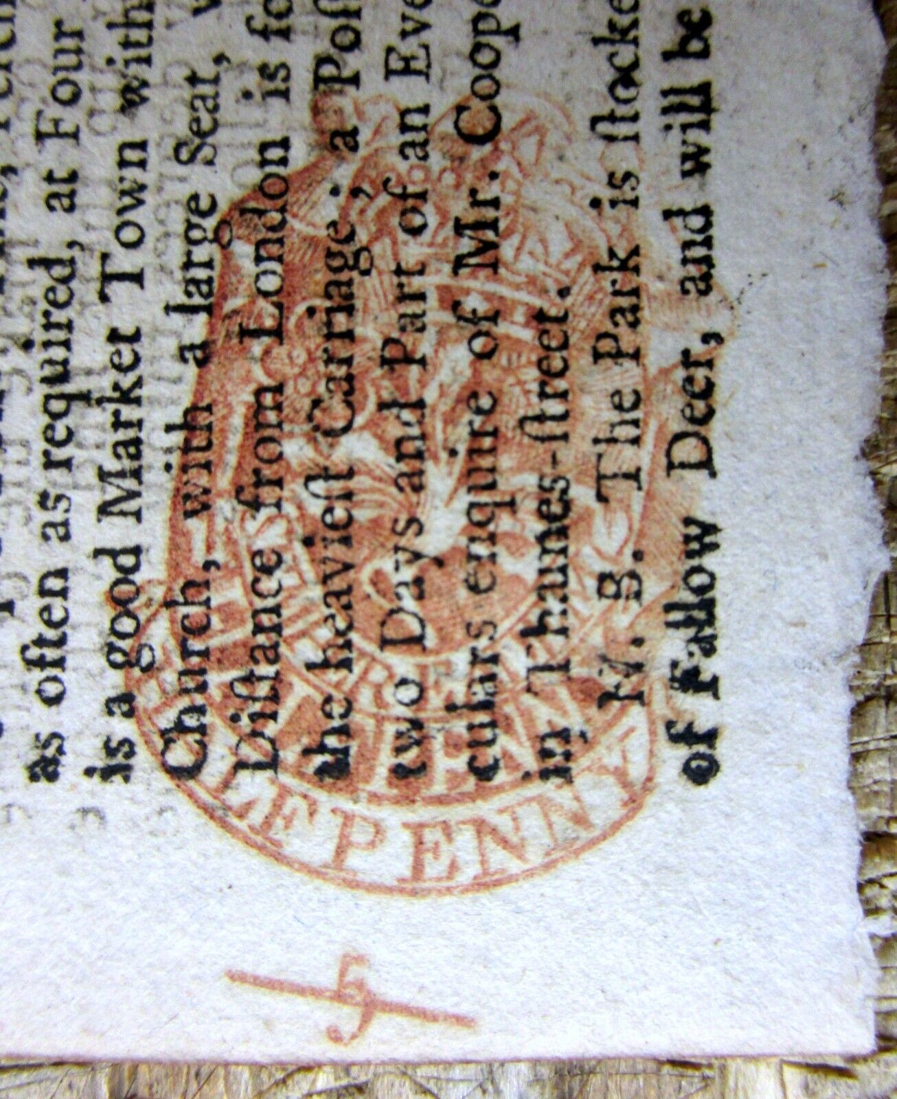 1758 French & Indian War newspaper LONDON England with RED British tax stamp