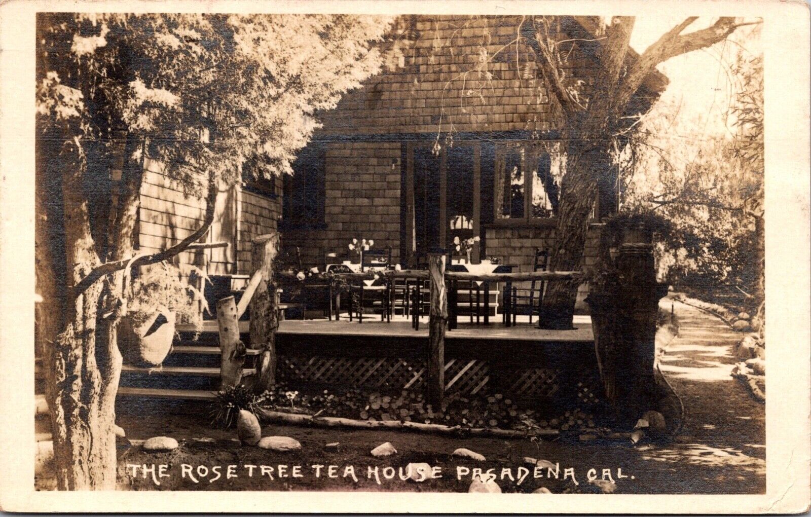 1913 Real Photo Postcard The Rose Tree Tea House in Pasadena, California