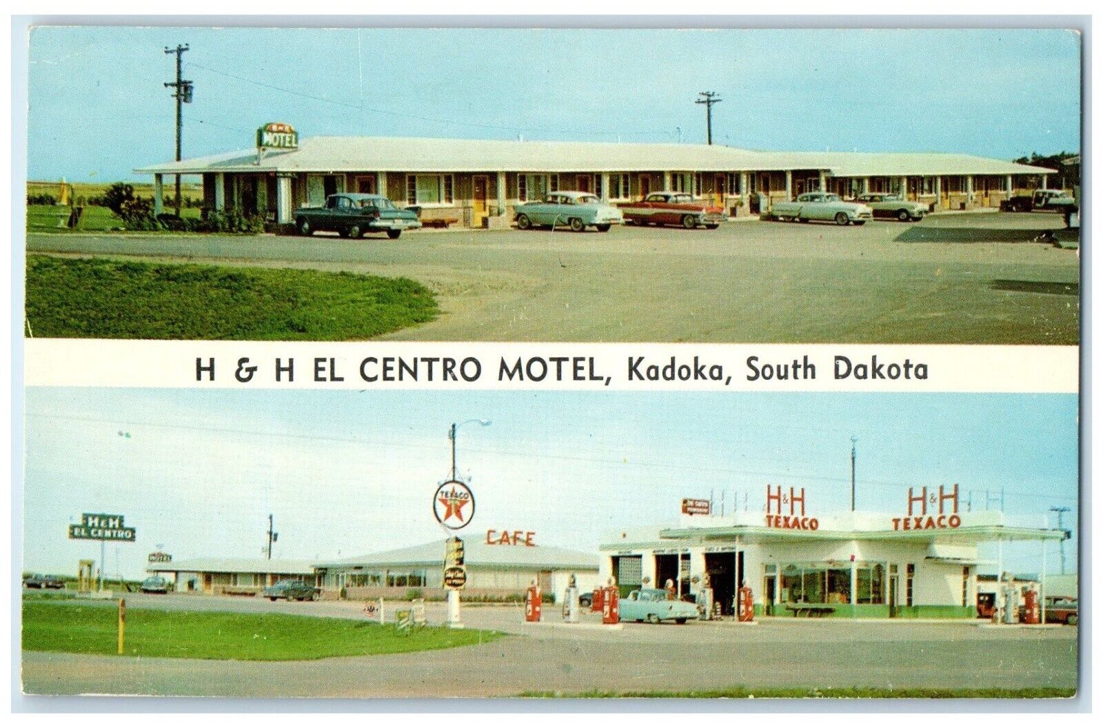 c1950\'s H & H EL Centro Motel Kadoka South Dakota SD Dual View Vintage Postcard