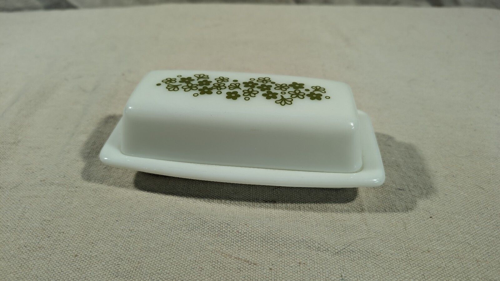 Vintage Pyrex (Corelle) Spring Blossom Green 1/4 Pound Butter Dish with Lid