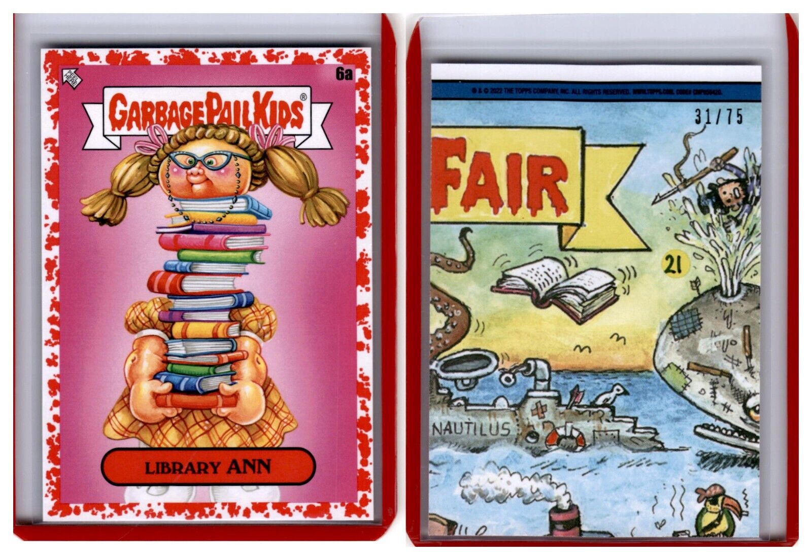 2022 Topps Garbage Pail Kids Bookworms Red Herring Red #6 LIBRARY ANN /75