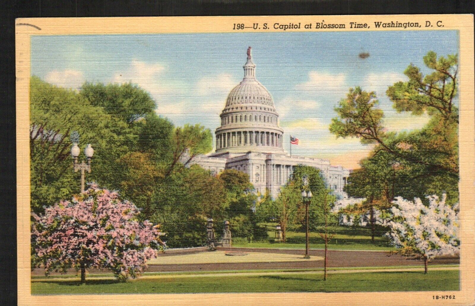 Old Postcard U.S. Capitol Washington DC D.C.  Blossom Time Flag Cancel 1946