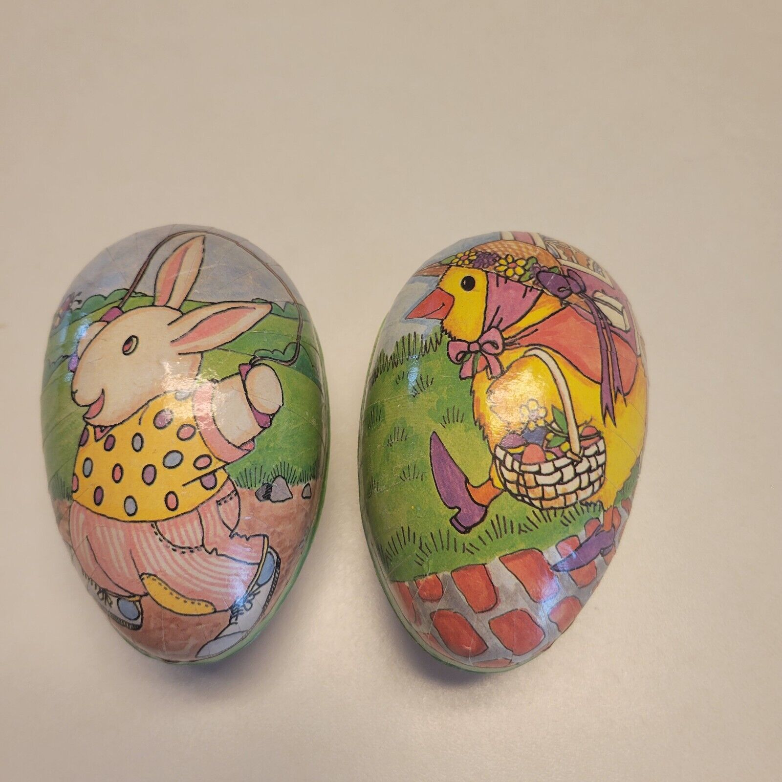 Vintage Paper Mache Easter Eggs Made In Western Germany Lot Of 2
